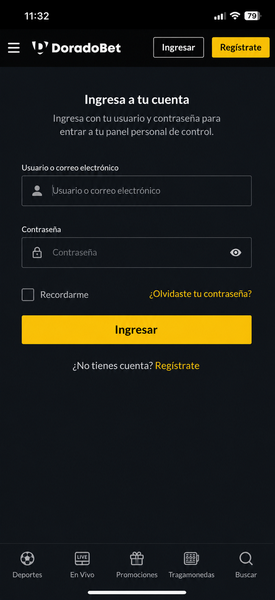Inicia sesión en tu cuenta para recibir el bono de DoradoBet.