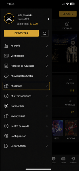 Busca la sección «Bonos» en la página web oficial de DoradoBet.