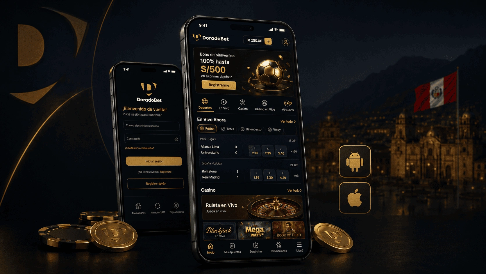 Descarga la aplicación del casino DoradoBet para Android y iOS.