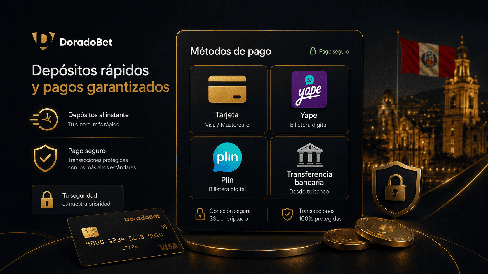 El casino DoradoBet ofrece métodos de pago locales.