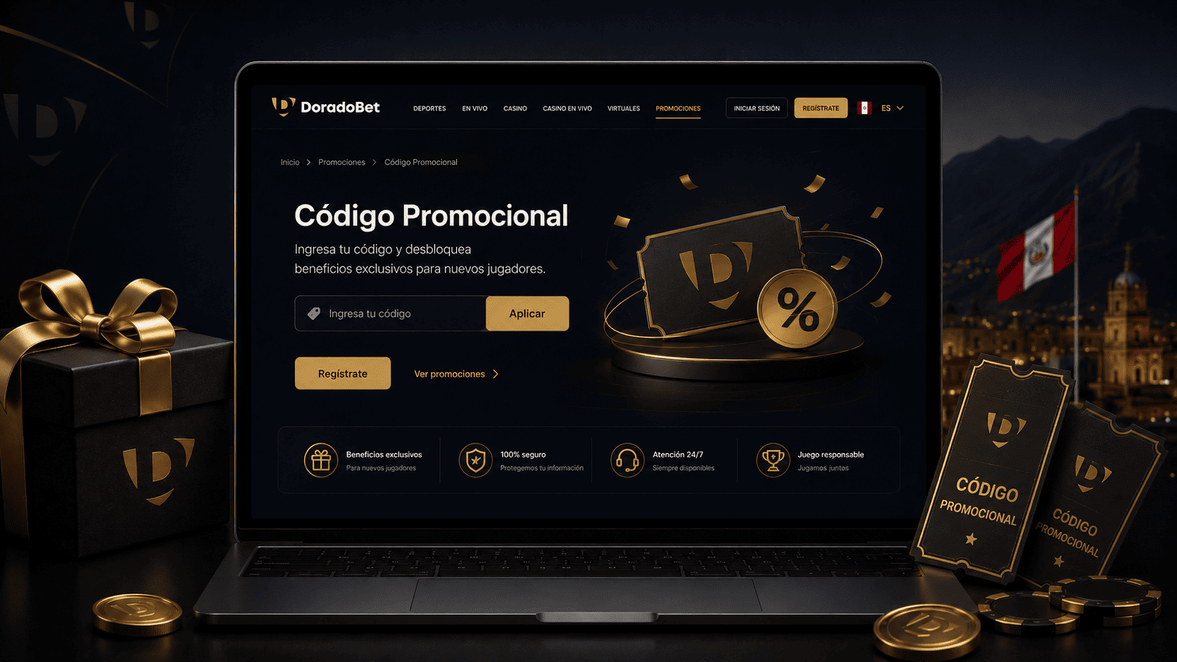 Utiliza el código promocional DoradoBet para aumentar tus posibilidades de ganar.